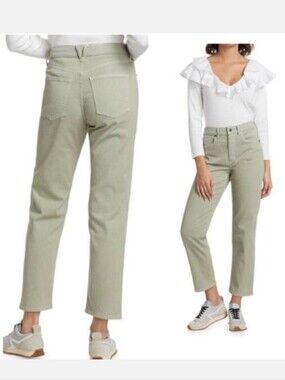Veronica Beard Blake Jeans Sage Green Classic Straight High Rise Denim 28 / 6